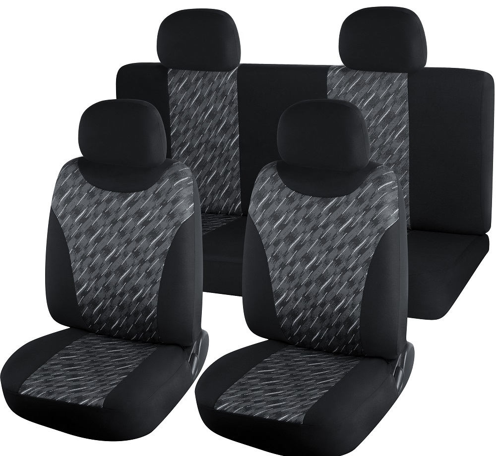 Чехлы на сиденья "Nova Bright-fusion" "GRAND" черные с серыми вставками из жаккарда (11 предметов)