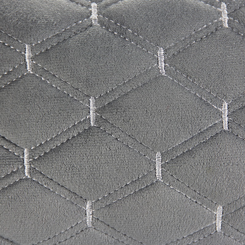 Подушка-подголовник на сиденье "косточка", серая с прострочкой серой ромбиками (26х17см)