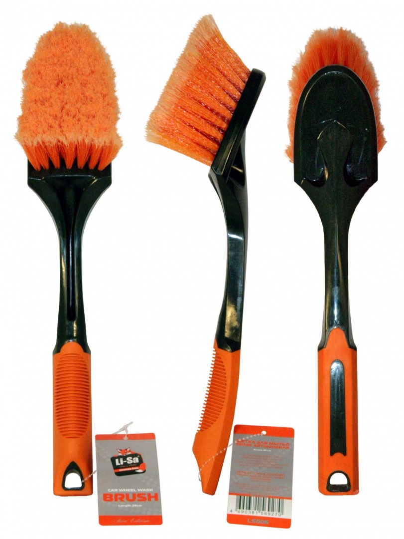 Щетка для мытья труднодоступных мест "Li-Sa" LS006, прорезиненная ручка, 40см 