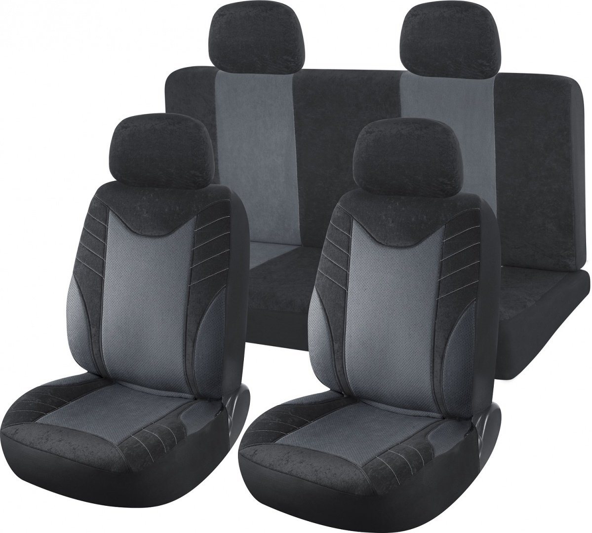 Чехлы на сиденья "Nova Bright-fusion" "RAIN" черные/темно-серые (11 предметов)