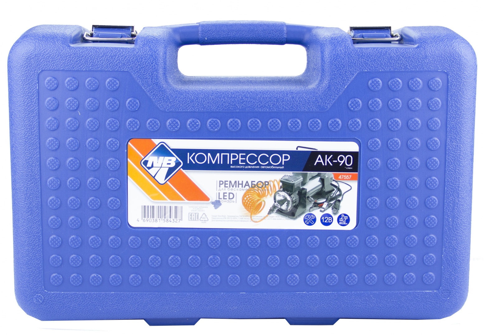 Компрессор "Nova Bright" АК-85L двухпоршневой, до 85 л/мин., 150 PSI, 12В, металлический корпус, в сумке 