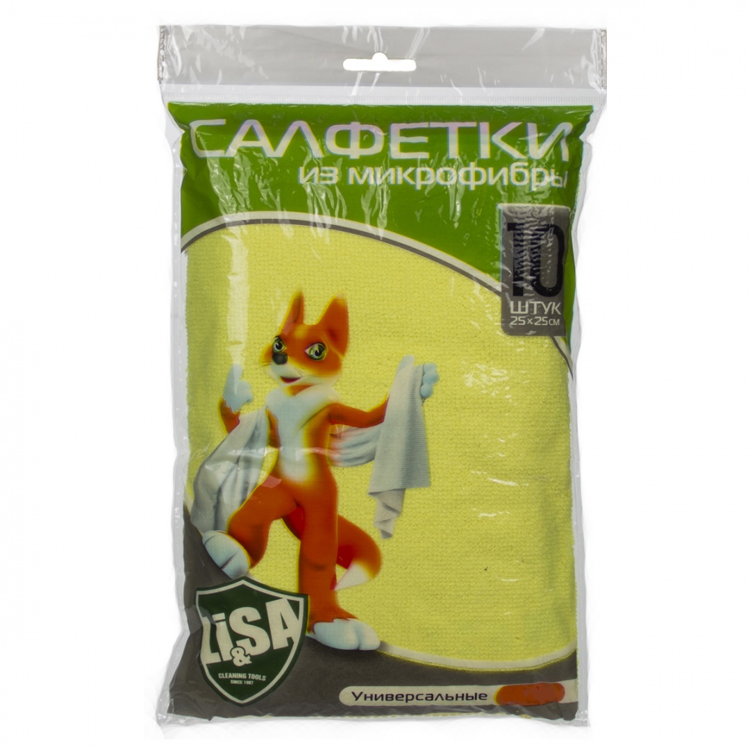 Салфетки из микрофибры "Li-Sa" в наборе (10 шт-25х25см)  (47388)