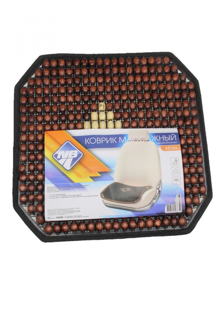 Накидка (коврик) на сидение "Nova Bright" массажная деревянная, коричневая с рисунком, противоскользящая основа