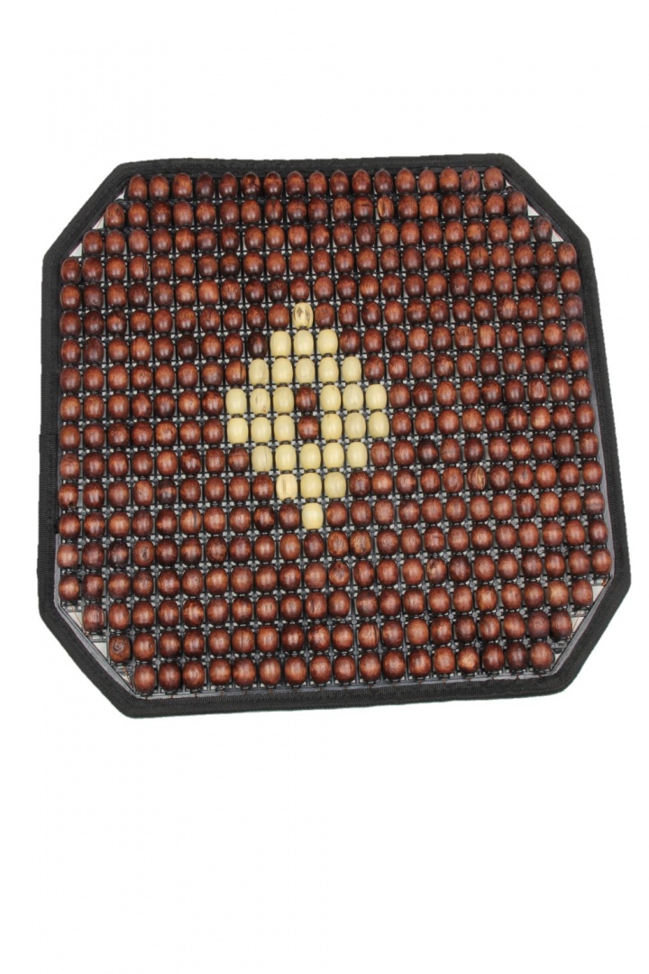 Накидка (коврик) на сидение "Nova Bright" массажная деревянная, коричневая с рисунком, противоскользящая основа