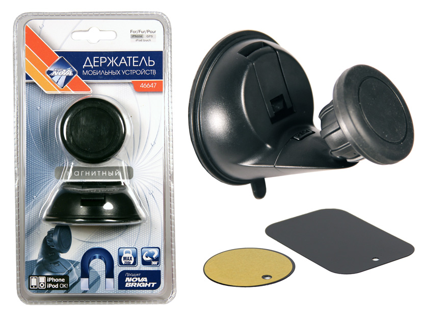 Держатель моб. устройств "Nova Bright" магнитный, на присоске с фиксатором