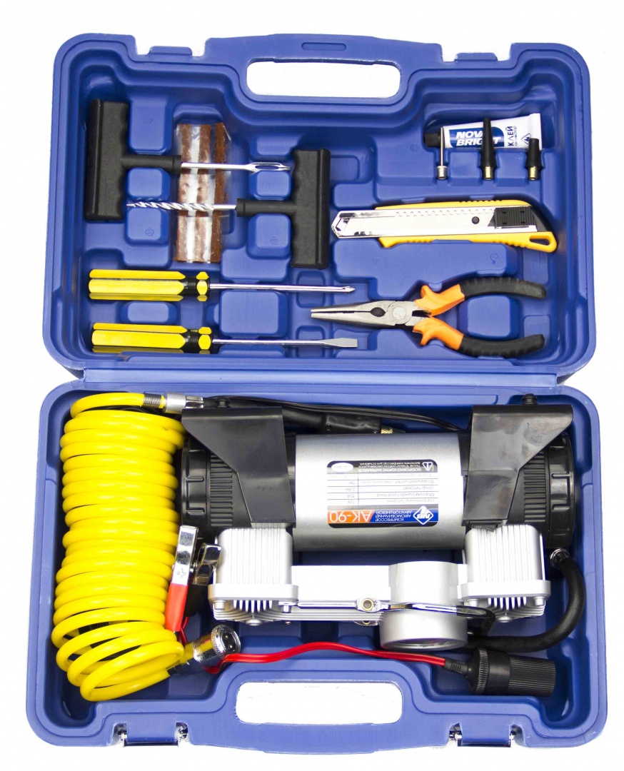 Компрессор "Nova Bright" АК-85L двухпоршневой, до 85 л/мин., 150 PSI, 12В, металлический корпус, в сумке 