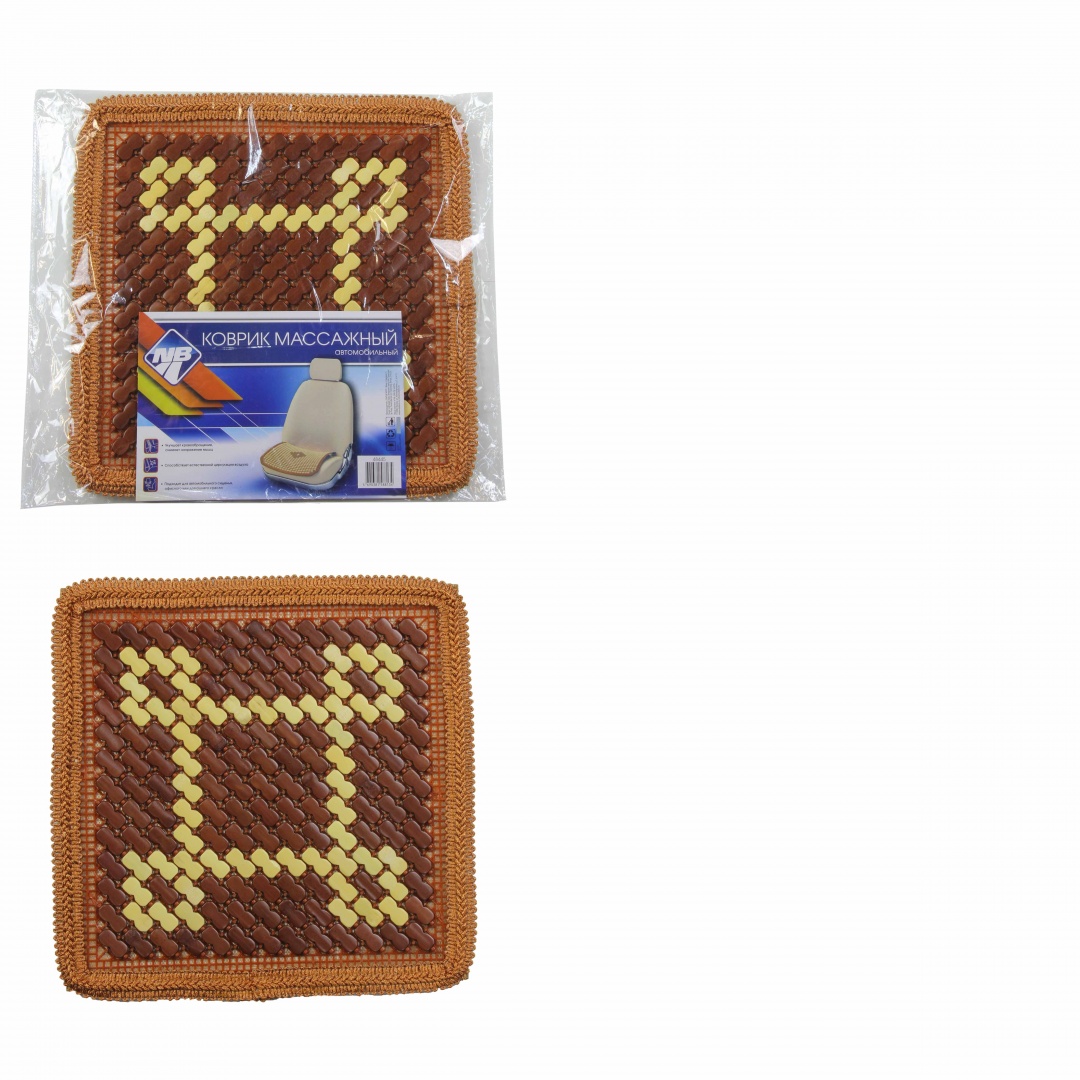 Накидка (коврик) на сидение "Nova Bright" массажная, бамбуковые резные пластины, коричневая с рисунком