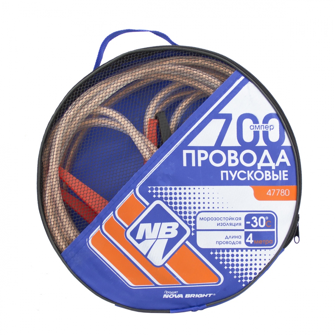 Провода пусковые "Nova Bright" 700А с прозрачной изоляцией, в сумке, 4 м