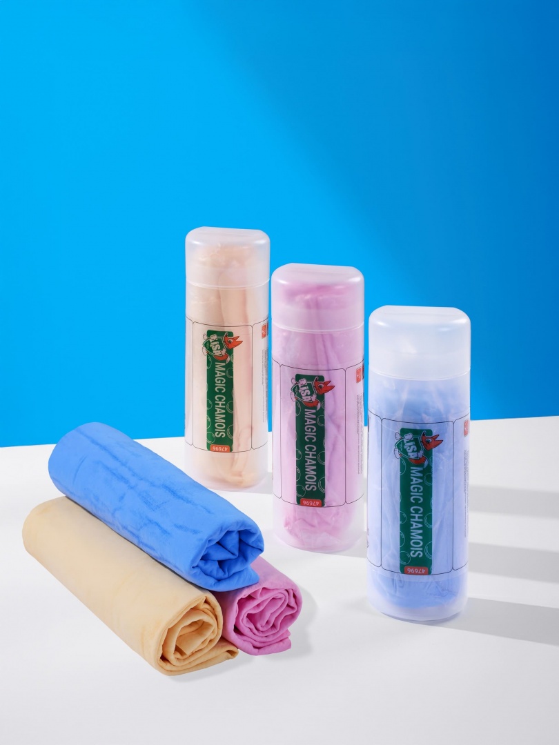 Салфетка "Li-Sa" из синтетической замши в тубе, маленькая (32х43см)/100, цвета в ассортименте