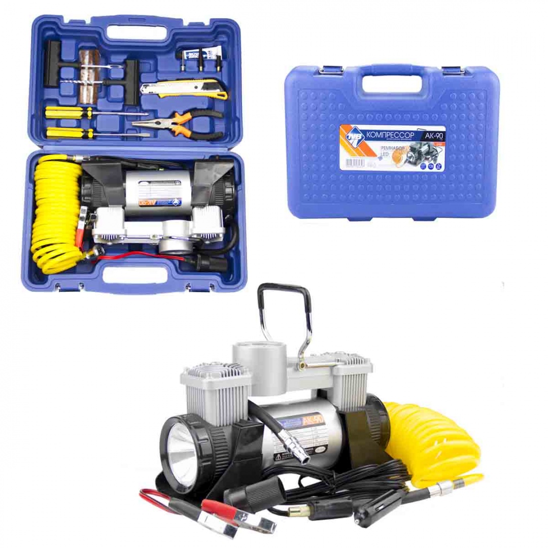 Компрессор "Nova Bright" АК-85L двухпоршневой, до 85 л/мин., 150 PSI, 12В, металлический корпус, в сумке 