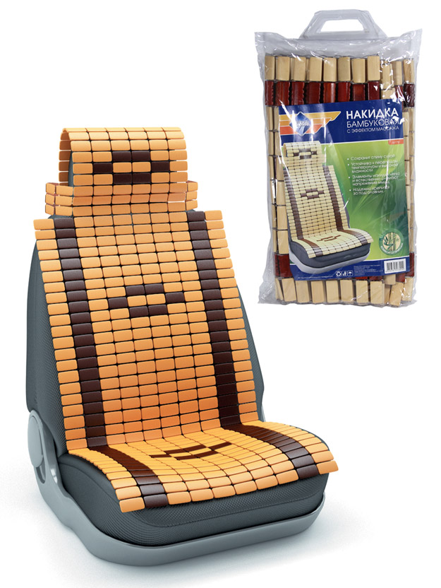Накидка на сиденье "Nova Bright" с подголовником (бамбуковые плоские пластины) (120х43см)