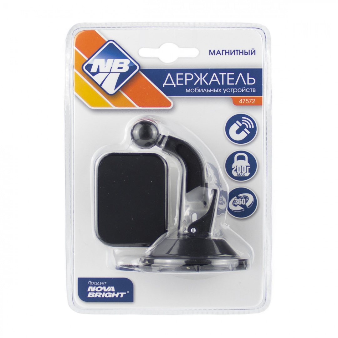 Держатель моб. устройств "Nova Bright" магнитный (квадратный, шарнирное соединение) вакуумная присоска с фиксатором