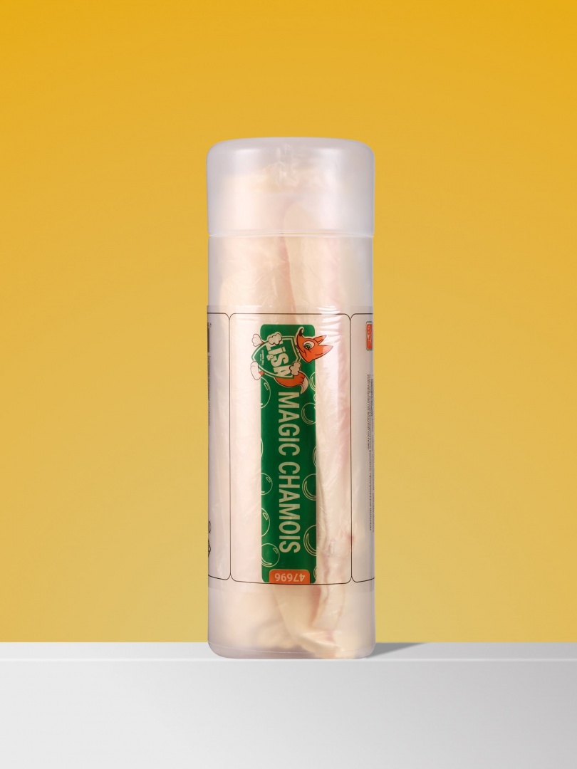 Салфетка "Li-Sa" из синтетической замши в тубе, большая (64х43см)/100, желтая