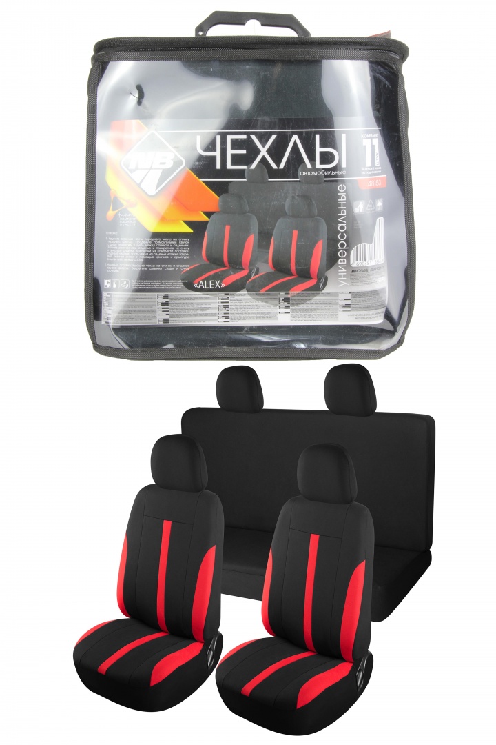 Чехлы на сиденья "Nova Bright-fusion" "ALEX" черно-красные (11 предметов)