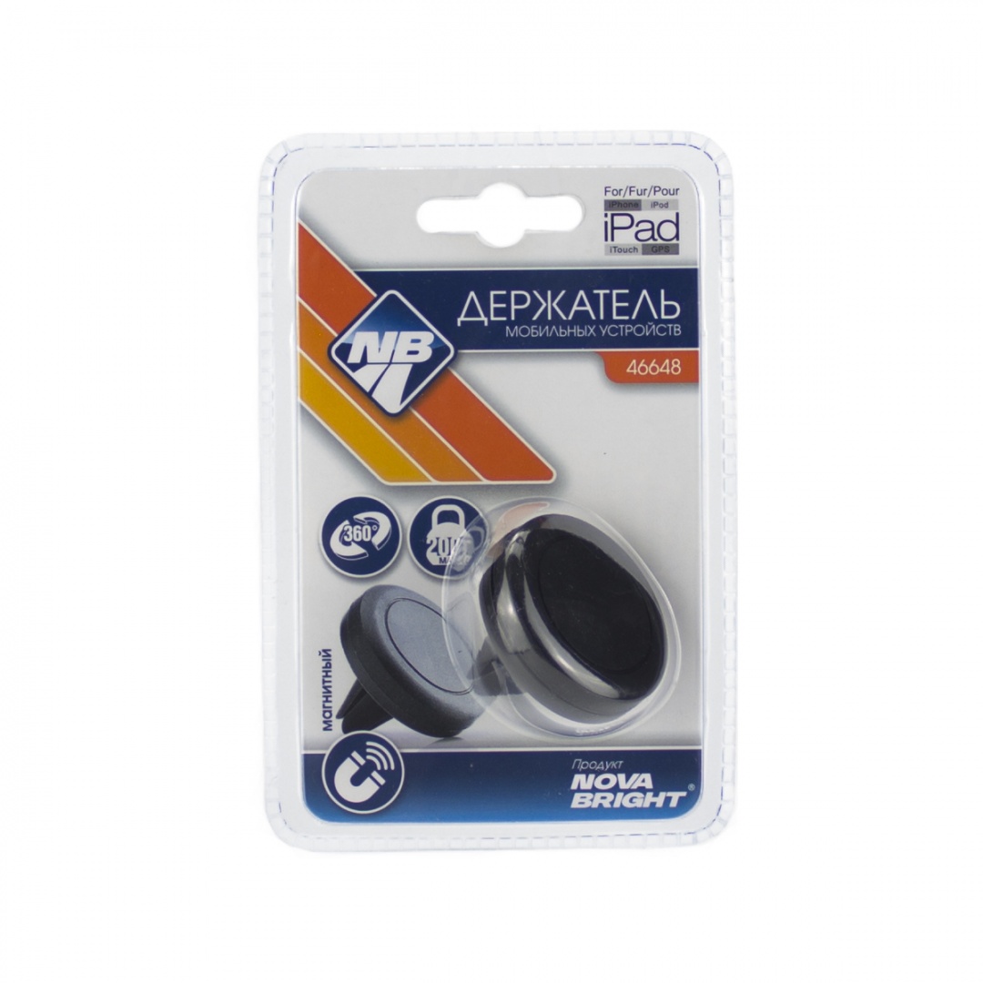 Держатель моб. устройств "Nova Bright" магнитный (круглый) на дефлектор обдува 