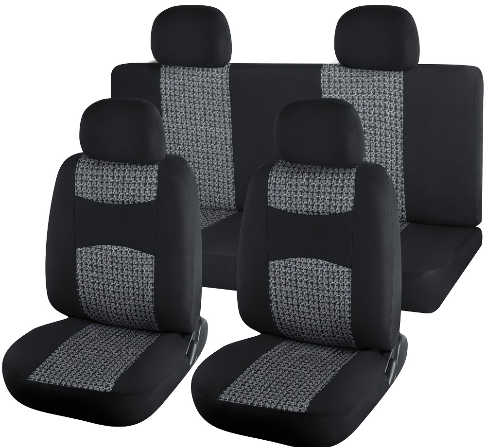 Чехлы на сиденья "Nova Bright-fusion" "MATRIX" черные с серыми вставками из жаккарда (11 предметов)