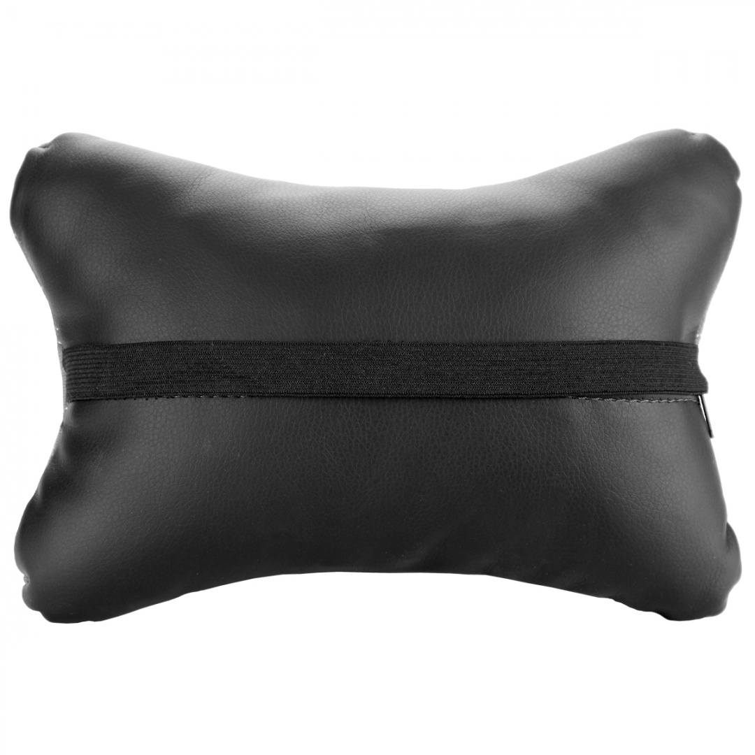 Подушка-подголовник на сиденье "косточка", серая с прострочкой серой ромбиками (26х17см)