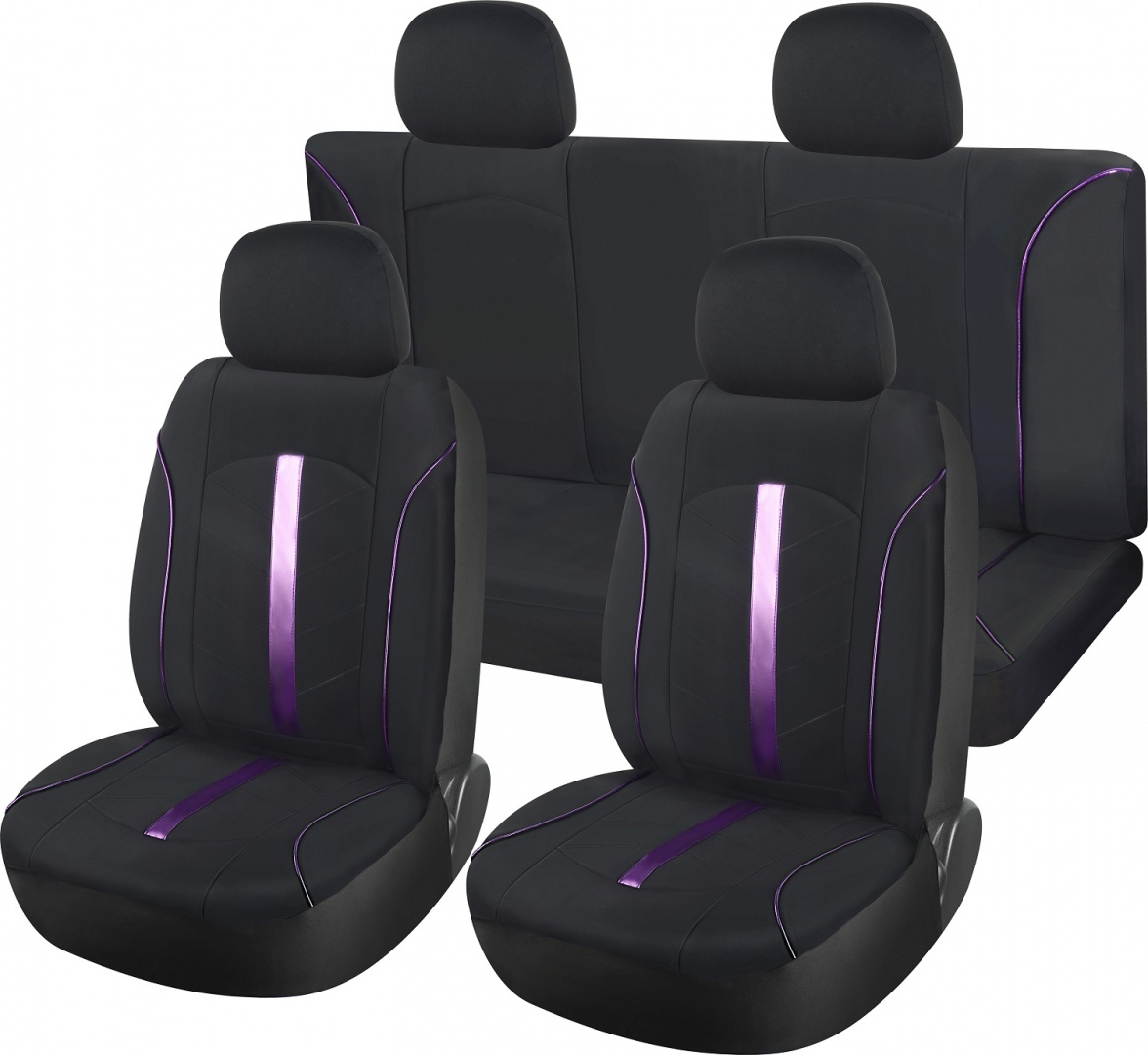 Чехлы на сиденья "Nova Bright-fusion" "ELEGANT" черно-фиолетовые (11 предметов)