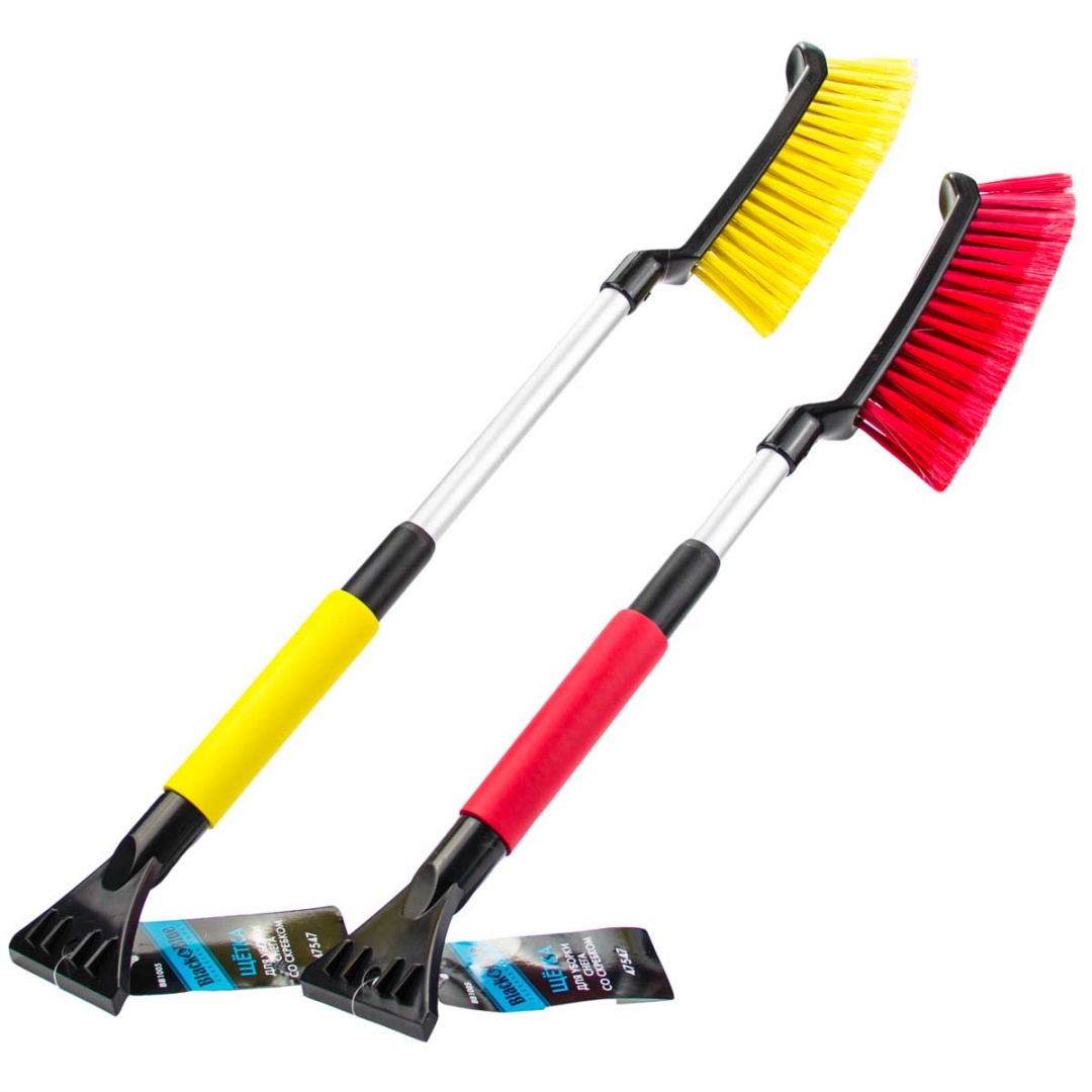 Щетка для снега cо скребком "Black&Blue" ВВ1005, поролоновая телескопическая ручка, 57-70см