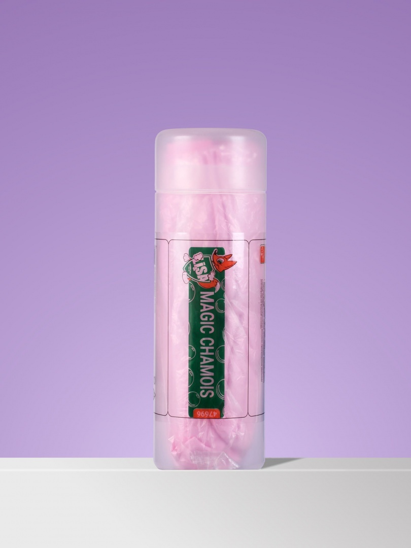 Салфетка "Li-Sa" из синтетической замши в тубе, большая (64х43см)/100, розовая